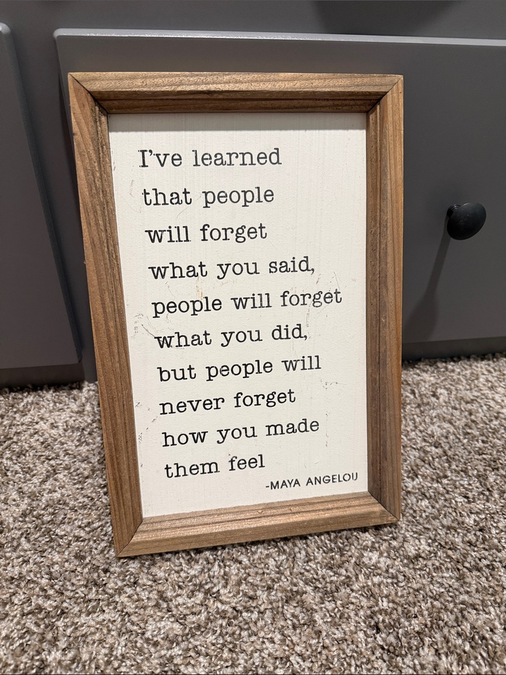 Framed Maya Angelou Quote Wall Art - White & Wood